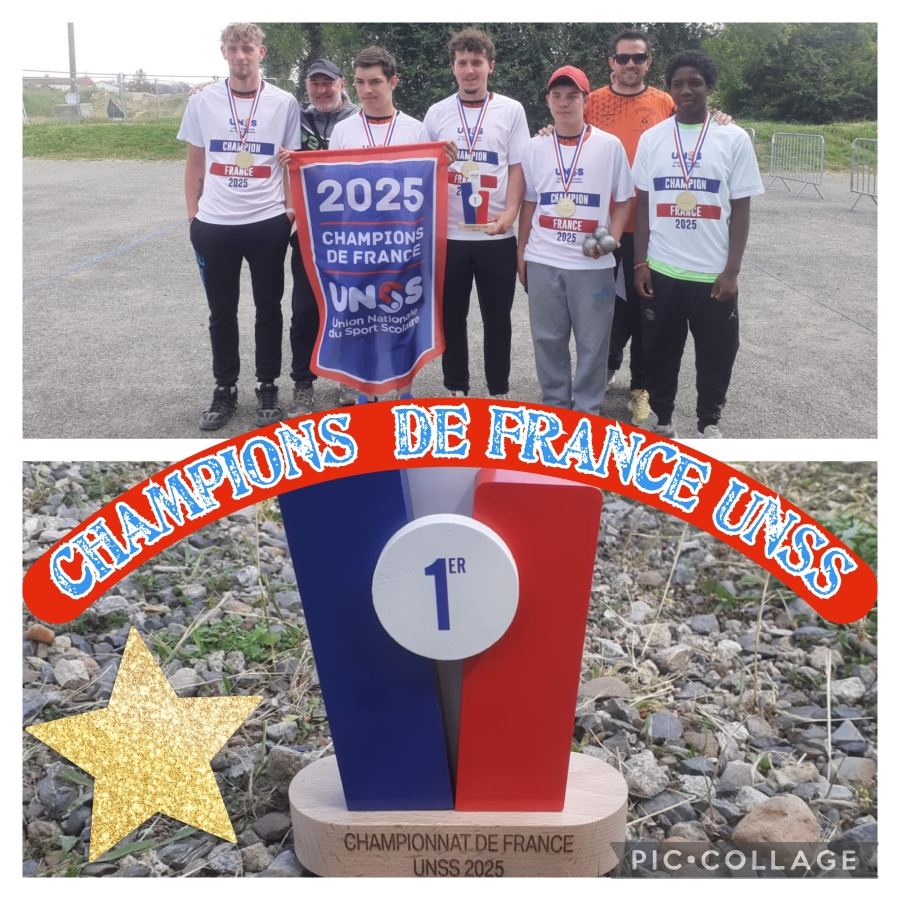 L'EXPLOIT: CHAMPIONS de FRANCE UNSS Pétanque partagée : BRAVO !!!!